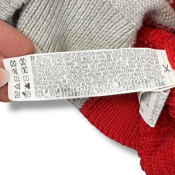 Hello Kitty & Friends Sweater Sz M Red/Gray/Black Colorblock Cable Knit Crewneck - Picture 10 of 10